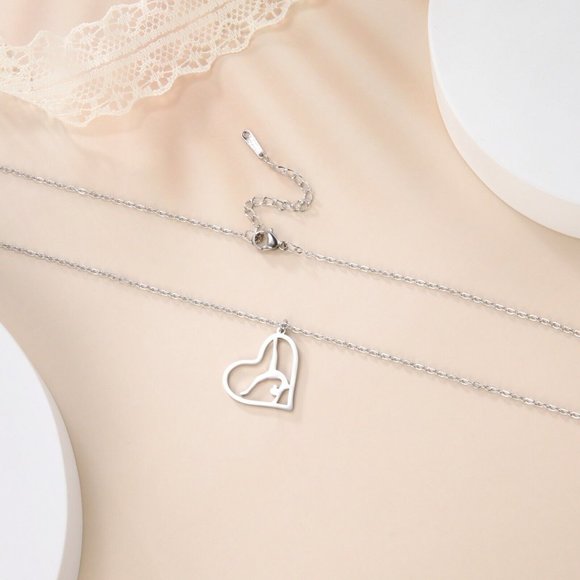 Silver Gymnastics Girl‎ Heart Necklace, Great Gifts - Dancer, Dancing Rhythmic - Picture 5 of 6